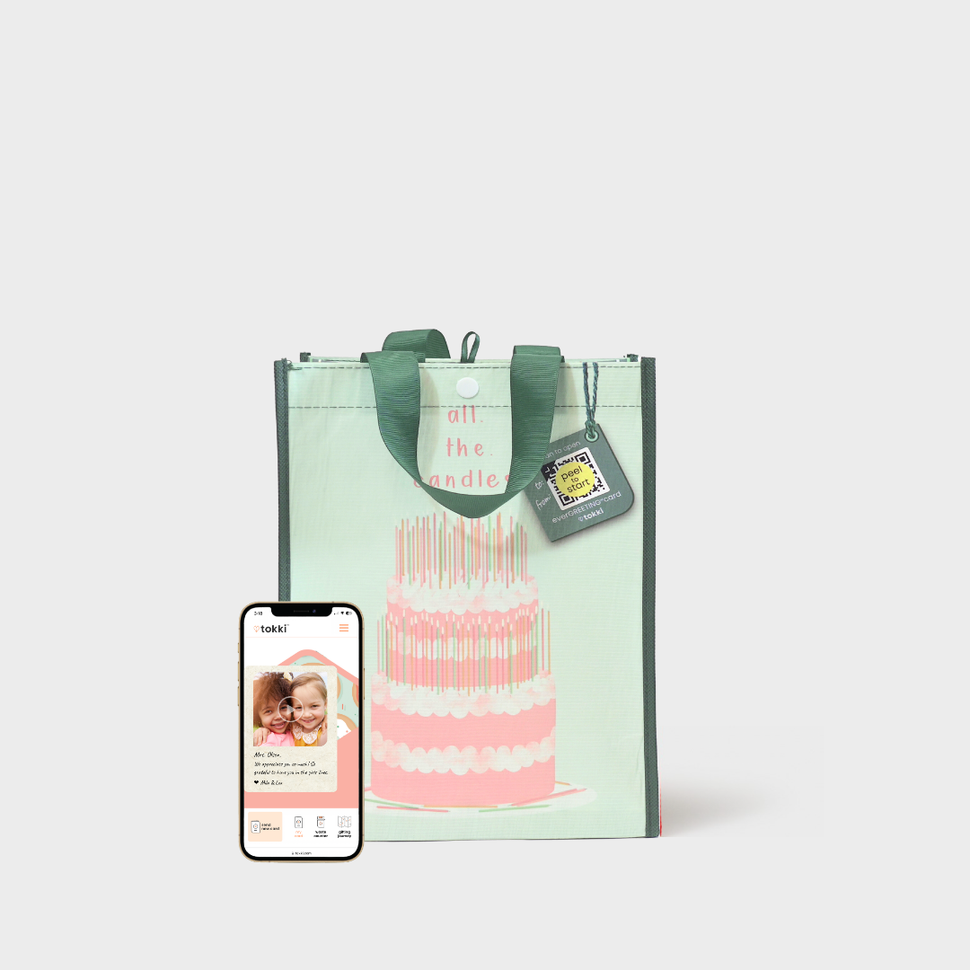 Chic Pastels Bundle | Reusable Gift Bag + QR Greeting Card | 8 Pieces