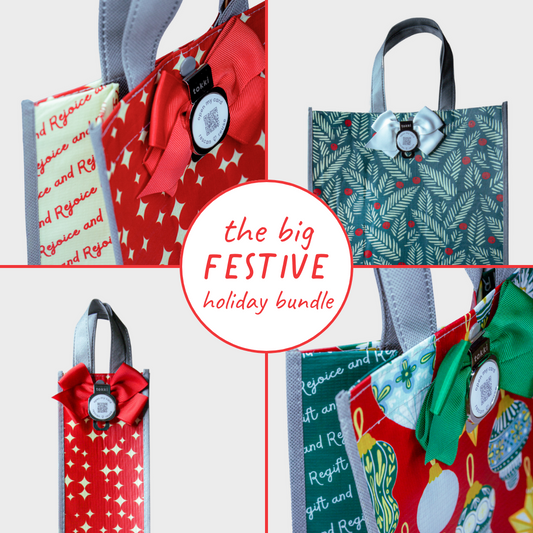 Everything Under the Tree - Festive Collection | Reusable Gift Bag + QR Greeting Card Bundle | 15 Pieces