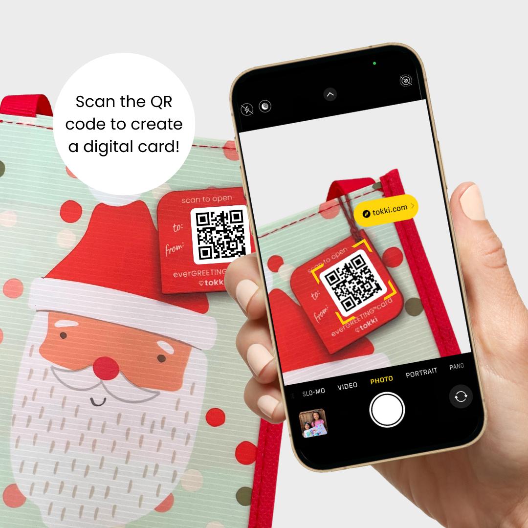 Holiday Red Car | Large | Reusable Gift Bag + QR Greeting Card