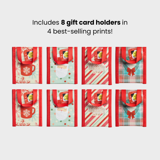 Holiday Bundle | Reusable Gift Card Holders + QR Greeting Cards | 8 Pieces