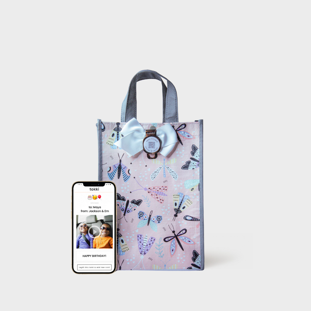 Flutter | Large | Reusable Gift Bag + QR Greeting Card