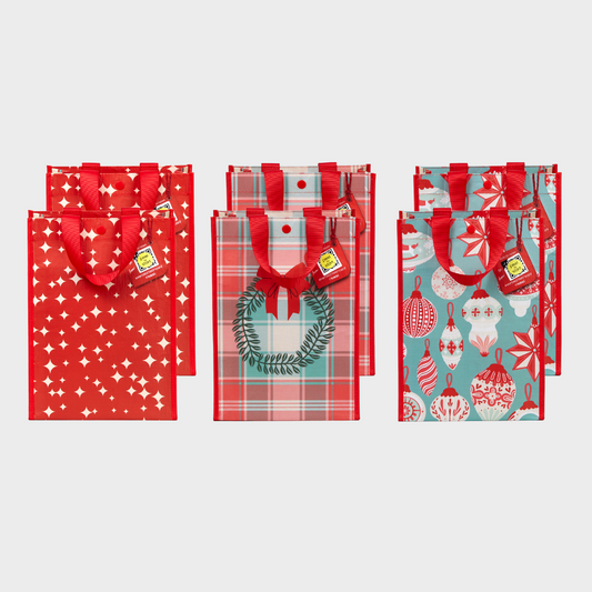 Medium Holiday Bundle | Reusable Gift Bag + QR Greeting Card | 6 Pieces