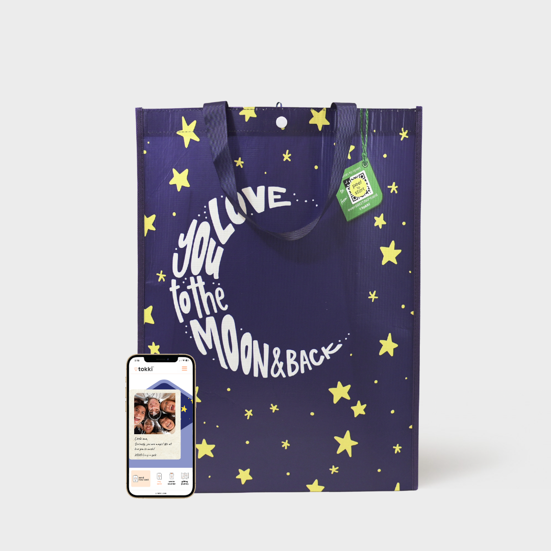 Cheerful Brights Bundle | Reusable Gift Bag + QR Greeting Card | 8 Pieces