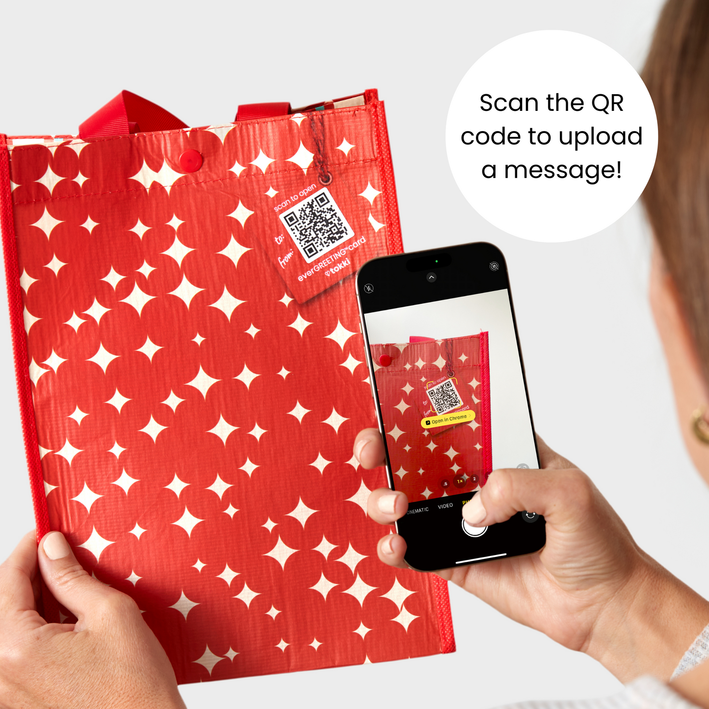 Wine Holiday Bundle | Reusable Gift Bag + QR Greeting Card | Cheers and Festive Forest