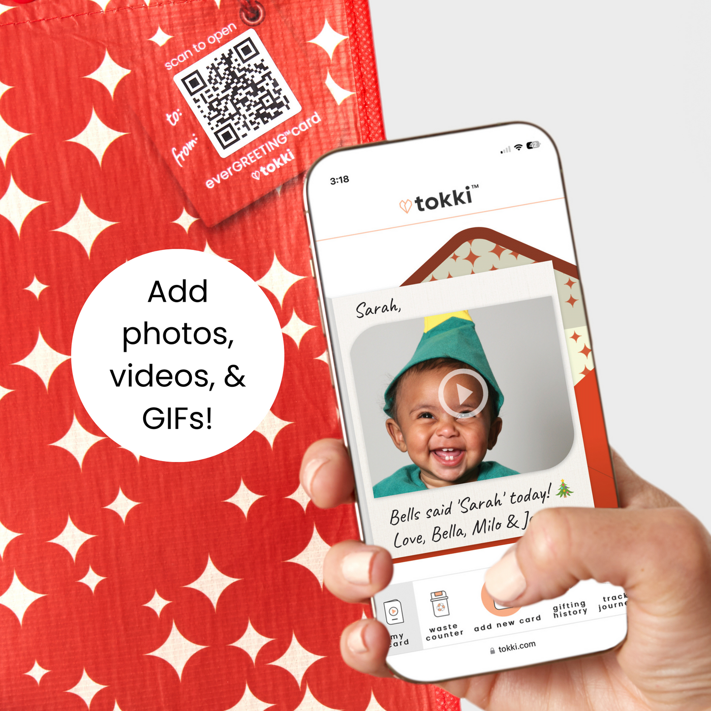 Wine Holiday Bundle | Reusable Gift Bag + QR Greeting Card | Cheers and Festive Forest