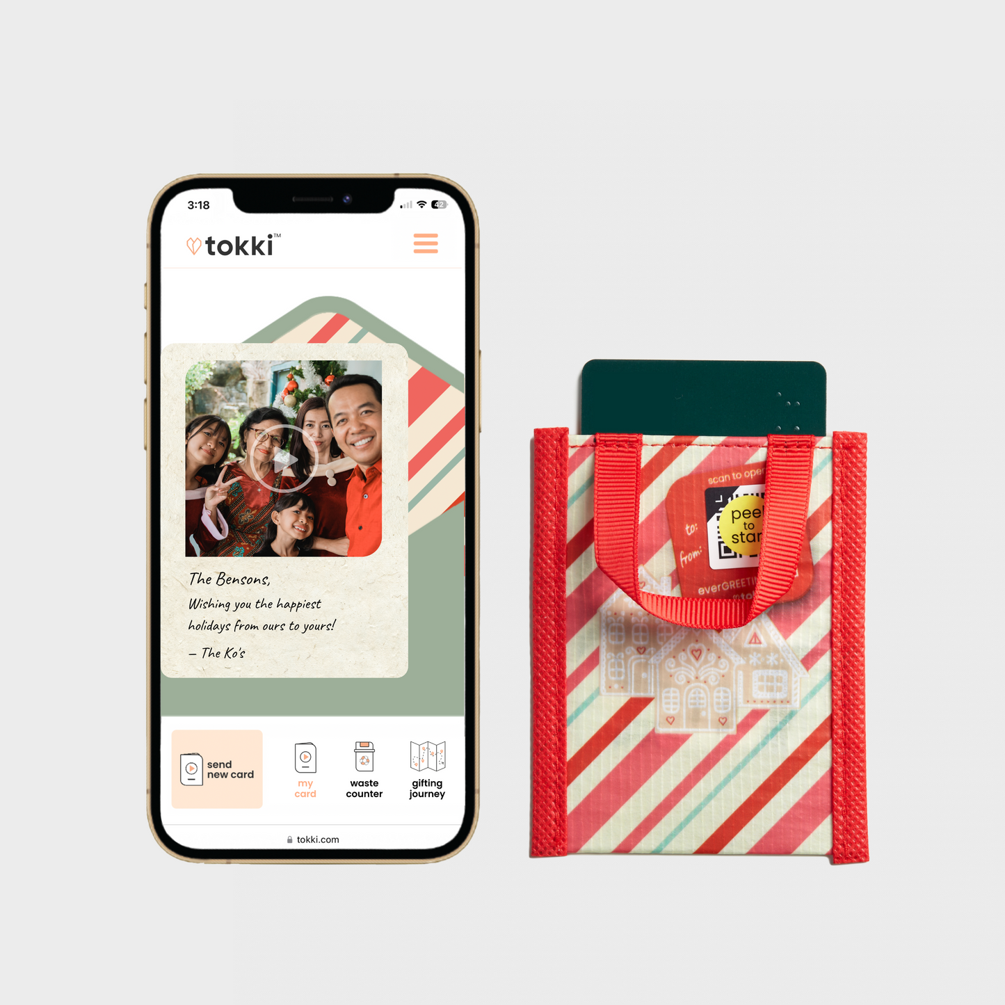 Gingerbread | Reusable Gift Card Holder + QR Greeting Card