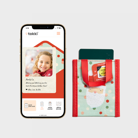 Polka Dot Santa | Reusable Gift Card Holder + QR Greeting Card