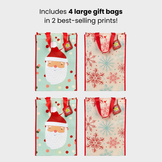 Large Holiday Bundle | Reusable Gift Bag + QR Greeting Card | 4 Pieces