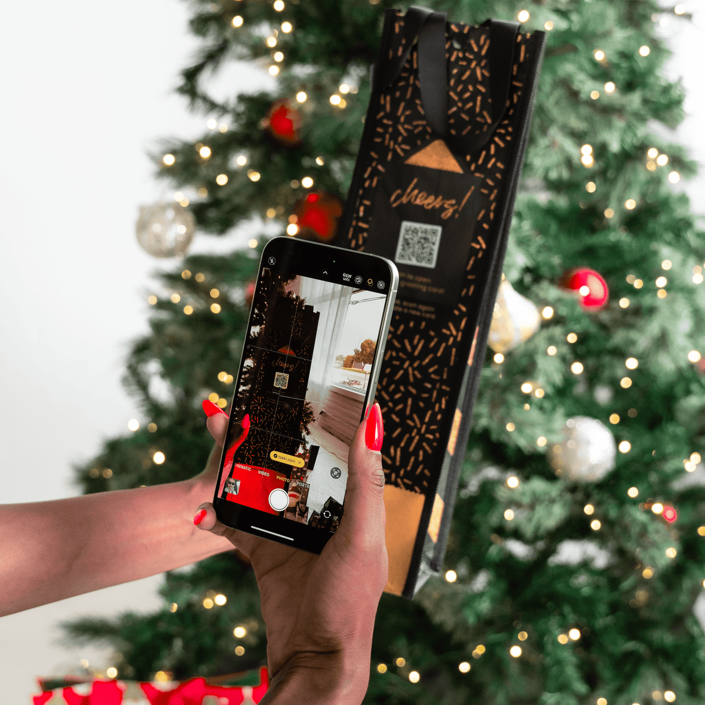 Red Cheers | Wine | Reusable Gift Bag + QR Greeting Card