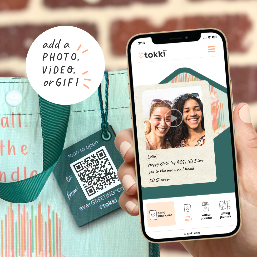 Girlfriend Bundle | Reusable Gift Bag + QR Greeting Card | 8 Pieces