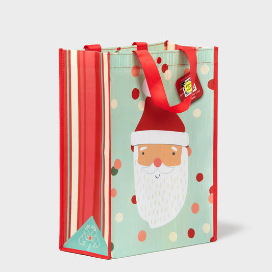 Polka Dot Santa | Large | Reusable Gift Bag + QR Greeting Card