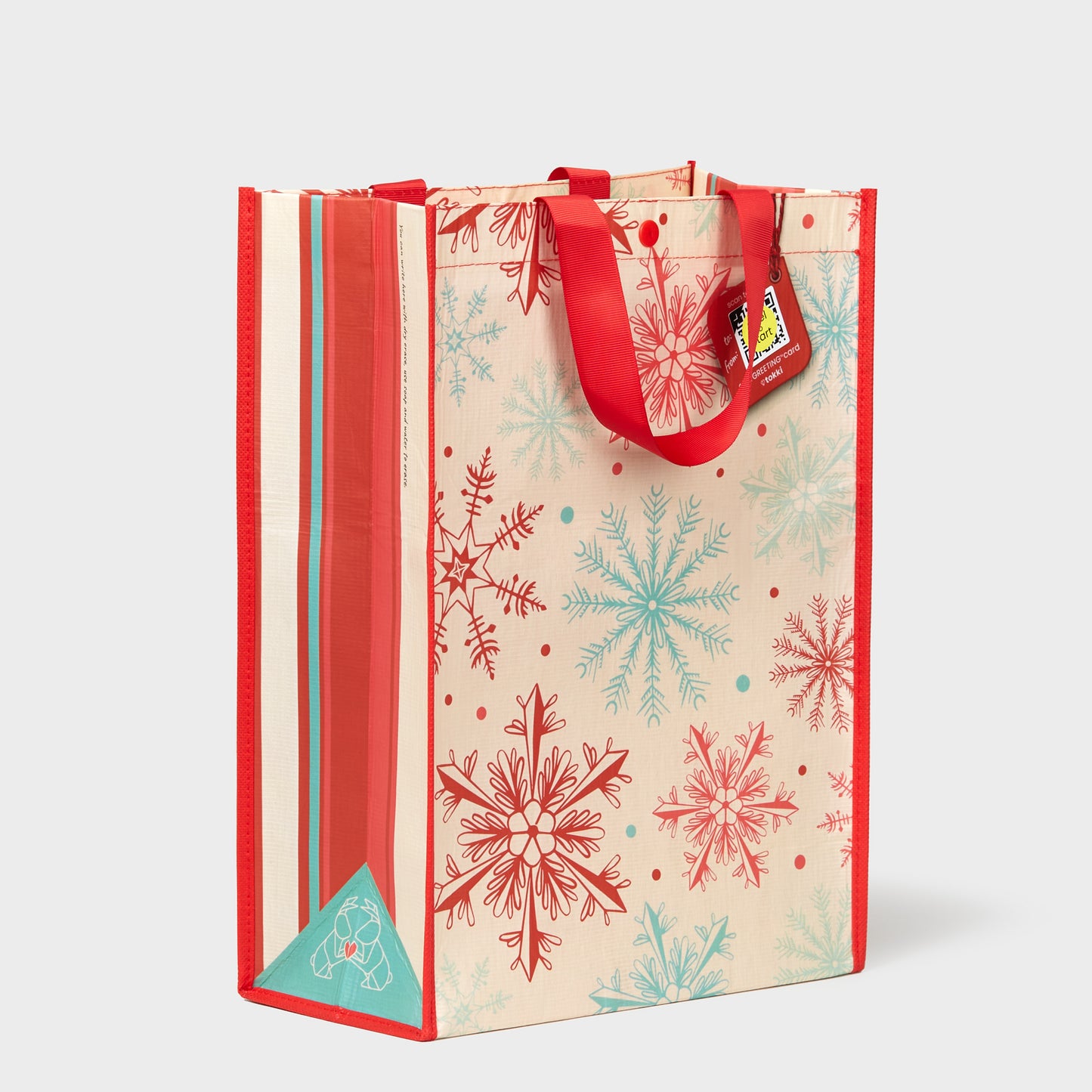 Snowflakes | Large | Reusable Gift Bag + QR Greeting Card