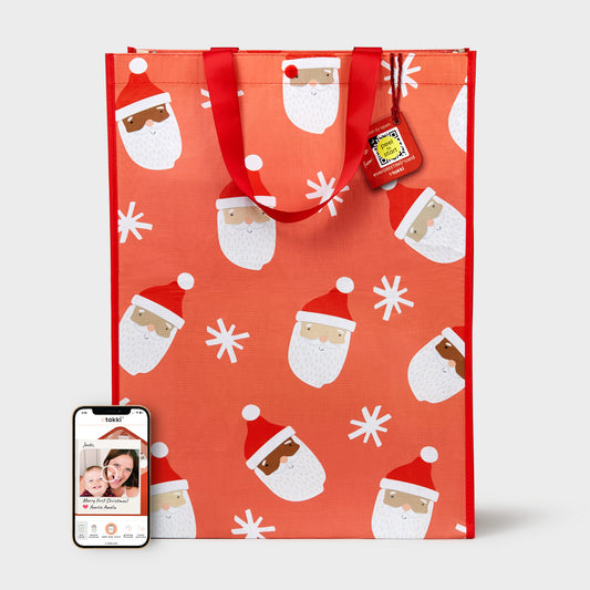 Santa Snowflake | Extra Large | Reusable Gift Bag + QR Greeting Card