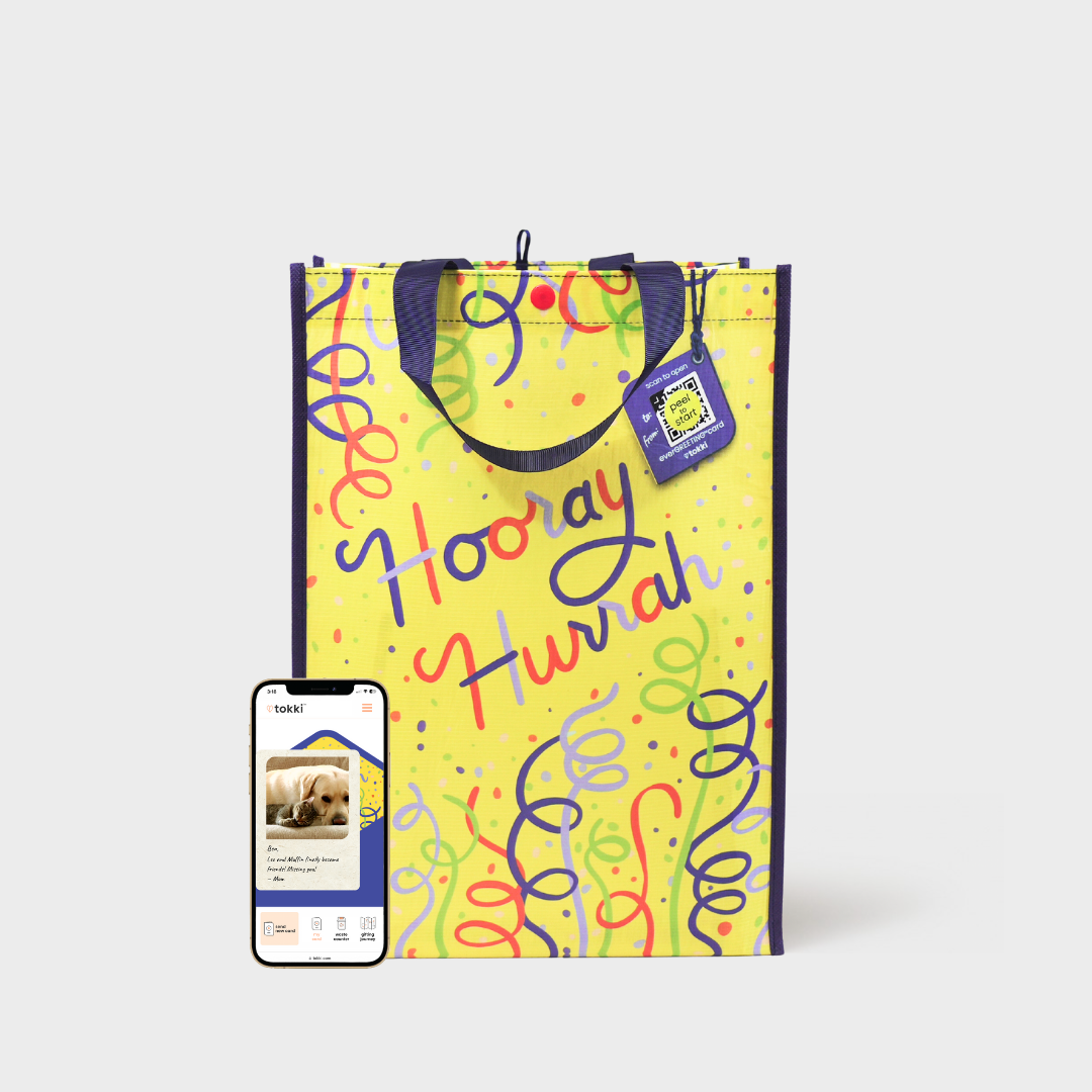 Birthday Bundle | Reusable Gift Bag + QR Greeting Card | 10 Pieces