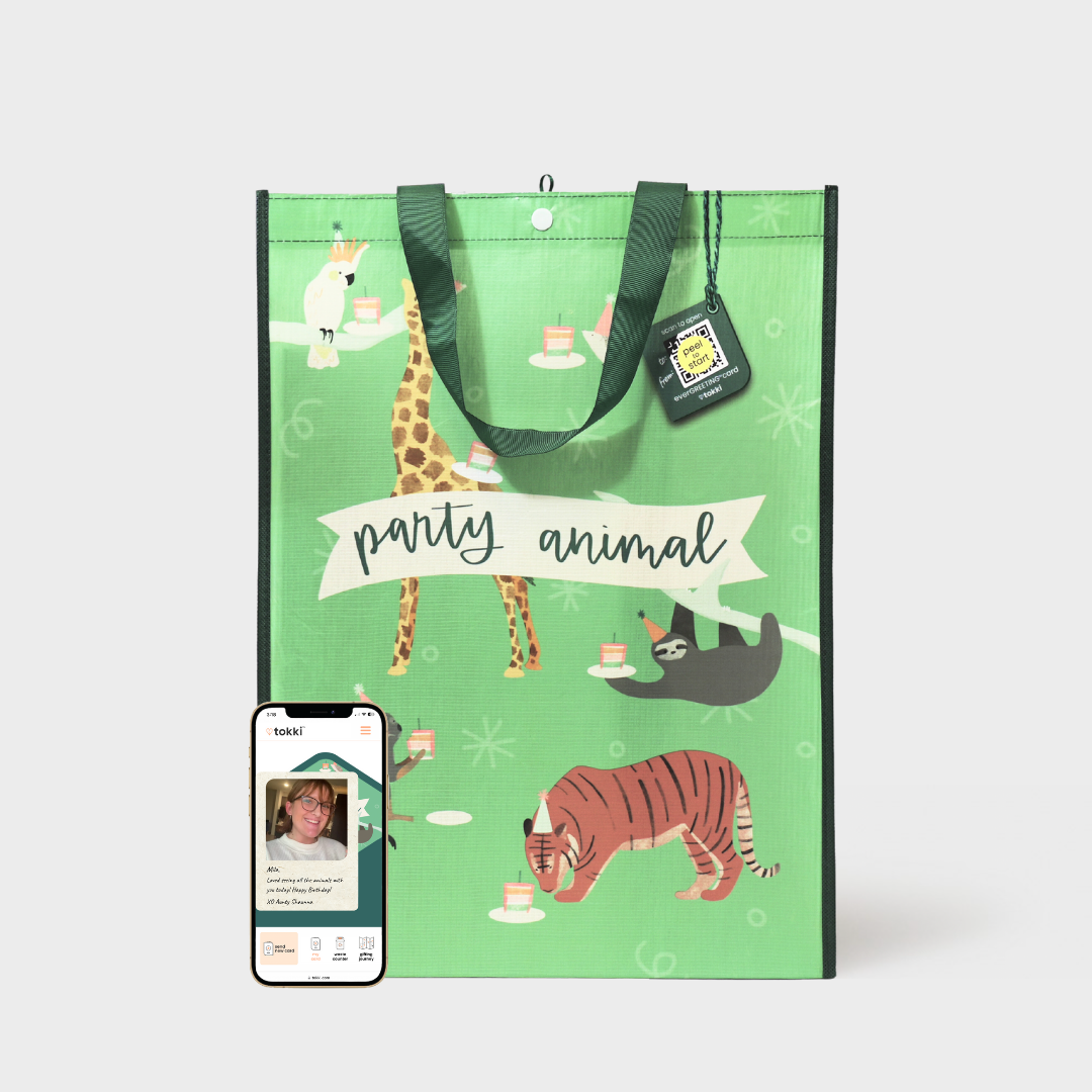 Birthday Bundle | Reusable Gift Bag + QR Greeting Card | 10 Pieces