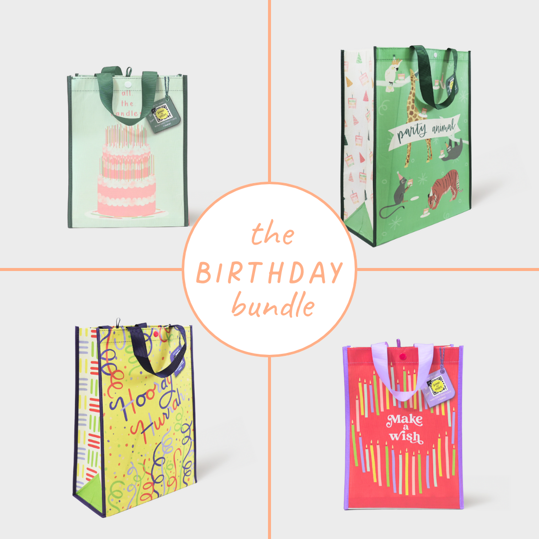 Birthday Bundle | Reusable Gift Bag + QR Greeting Card | 10 Pieces
