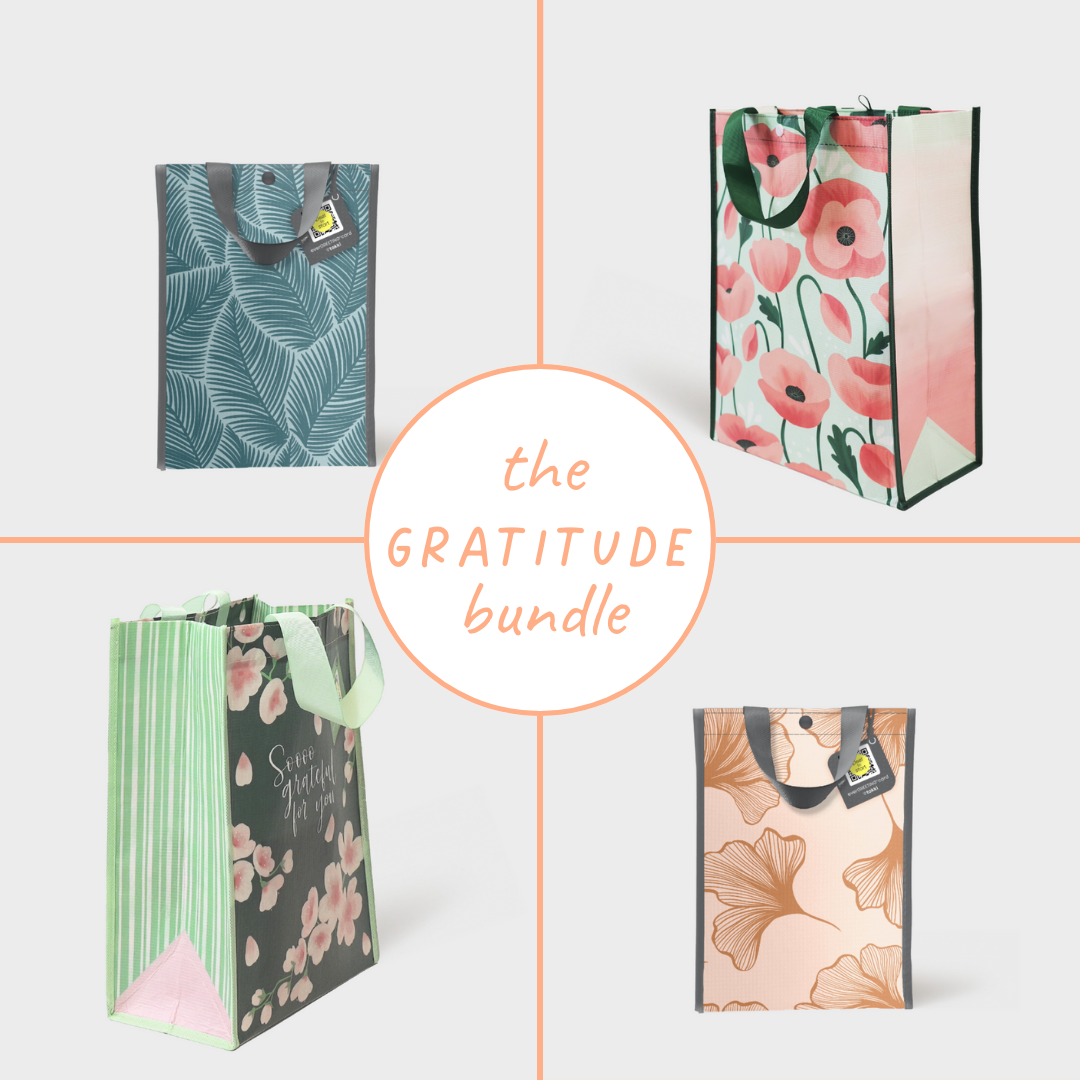 Gratitude Bundle | Reusable Gift Bag + QR Greeting Card | 8 Pieces
