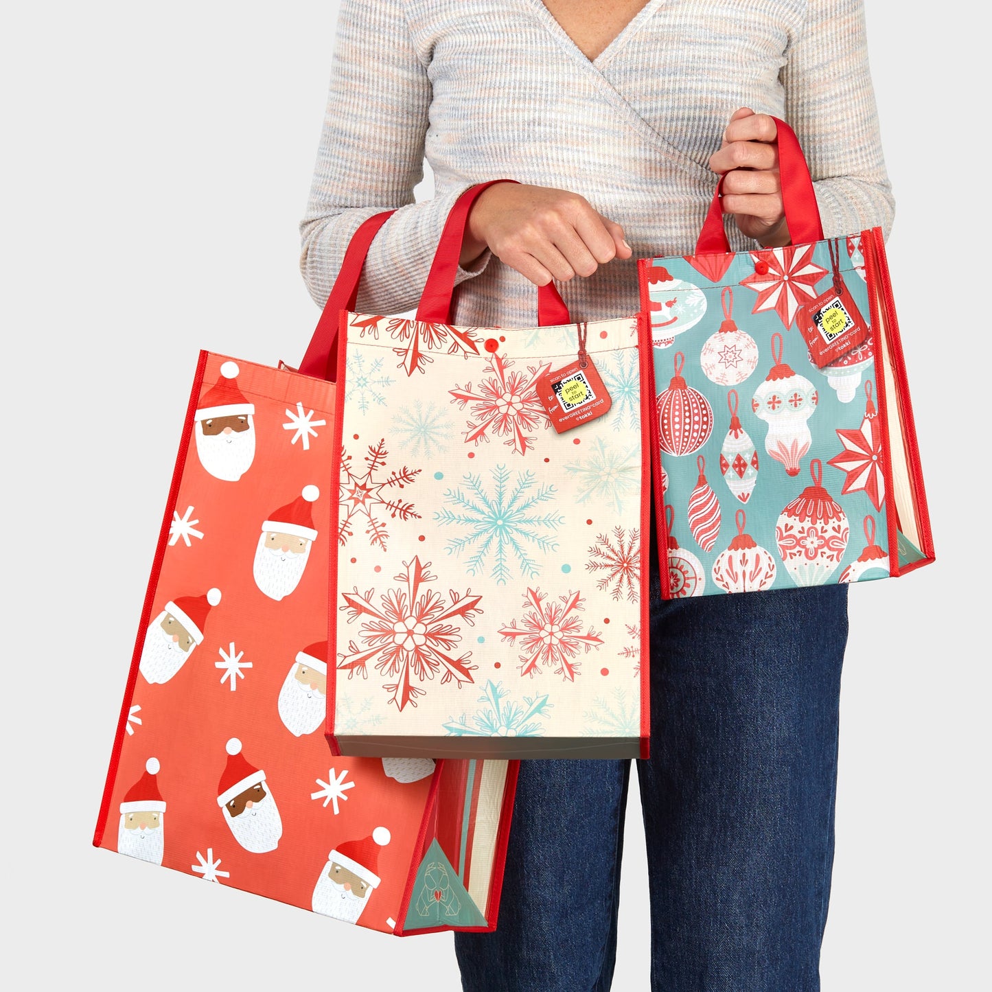 Snowflakes | Large | Reusable Gift Bag + QR Greeting Card