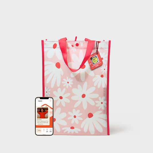 Daisy Chain | Large | Reusable Gift Bag + QR Greeting Card