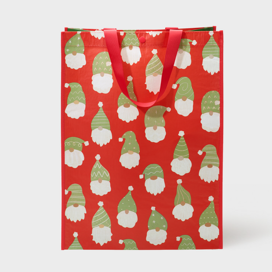 Holiday Gnomes | Extra Large | Reusable Gift Bag + QR Greeting Card