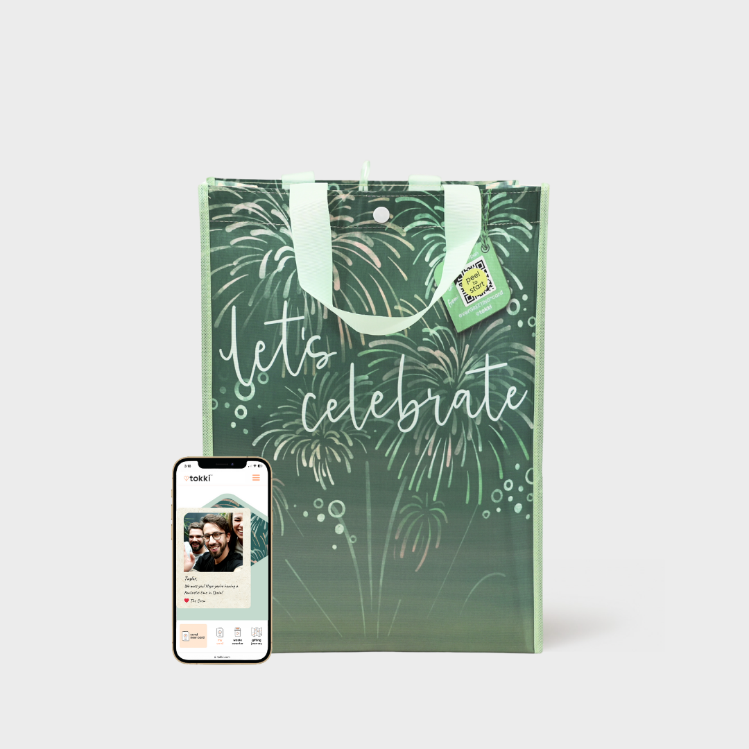 Let's Celebrate | Large | Reusable Gift Bag + QR Greeting Card