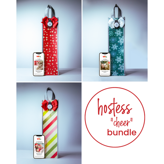 Hostess Bundle - Cheer | QR Card + Gift Bag Set | 6 Wine Bags